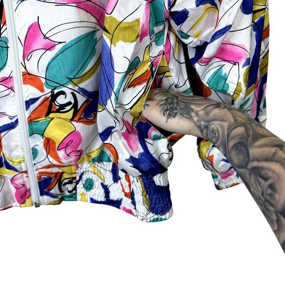 Vintage LAVON By Cheerful Corp VTG Watercolor Windbreaker Zip Jacket Medium - Picture 4 of 7